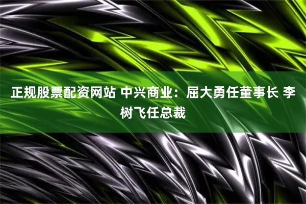 正规股票配资网站 中兴商业：屈大勇任董事长 李树飞任总裁
